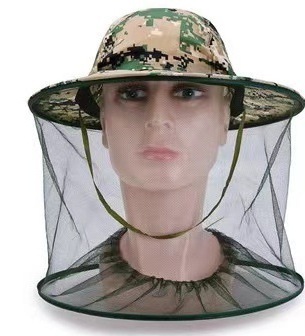 Mosquito Head Face Protector Net Hat Insect Bugs Bee Proof Mesh Hat Outdoor Beekeeping Camouflage Hat