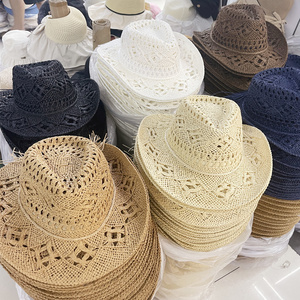 Summer Mexico Straw Hat Handmade Knitting Men Beach Sun Caps Western Straw Cowboy Hat for Women