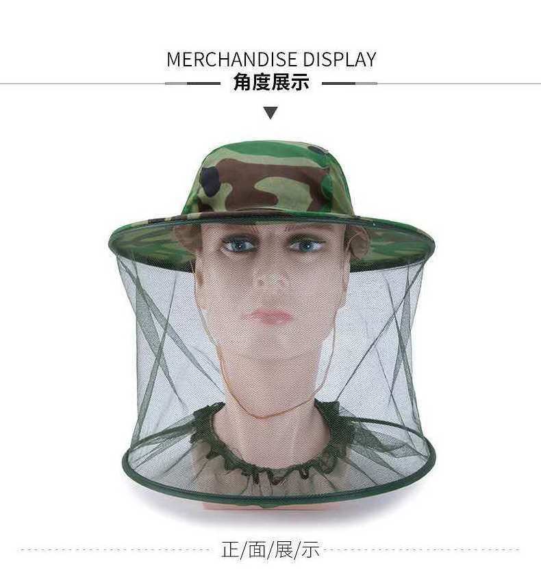 Mosquito Head Face Protector Net Hat Insect Bugs Bee Proof Mesh Hat Outdoor Beekeeping Camouflage Hat