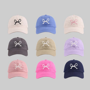 Fashion Sports Hats 6 Panel Custom Embroidery Bow Logo Snapback Cap Baseball Cap