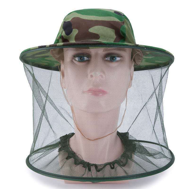 Mosquito Head Face Protector Net Hat Insect Bugs Bee Proof Mesh Hat Outdoor Beekeeping Camouflage Hat