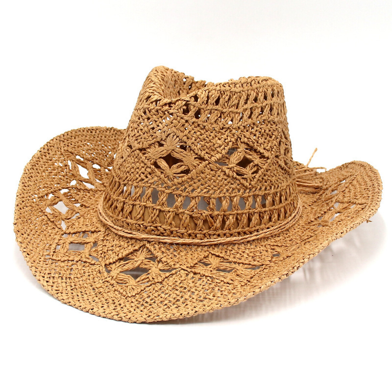 Summer Mexico Straw Hat Handmade Knitting Men Beach Sun Caps Western Straw Cowboy Hat for Women