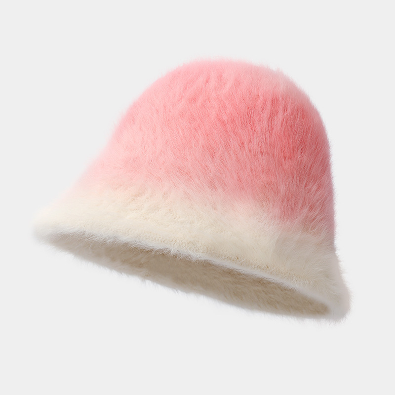 Wholesale Rabbit Hair Faux Fur Bucket Caps Fluffy Youth Bucket Hat Winter Hat For Women