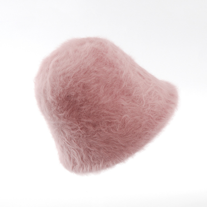 Wholesale Rabbit Hair Faux Fur Bucket Caps Fluffy Youth Bucket Hat Winter Hat For Women