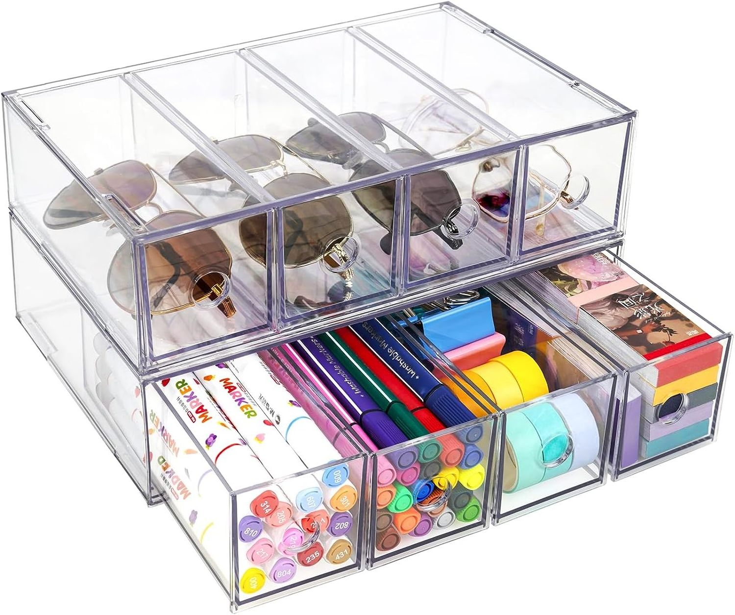 Custom Clear Acrylic Desk & Drawer Organizer Pencil Organizer for Desk & Drawer Storage Pen Marker Painting Display Rack