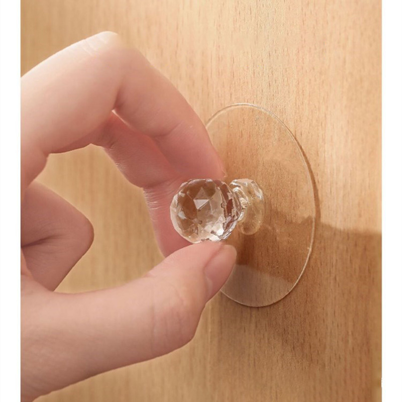 Kitchen Furniture Crystal Diamond Cabinet Handle Small Transparent Acrylic Drawer Knobs Crystal Self adhesive Knobs Handle