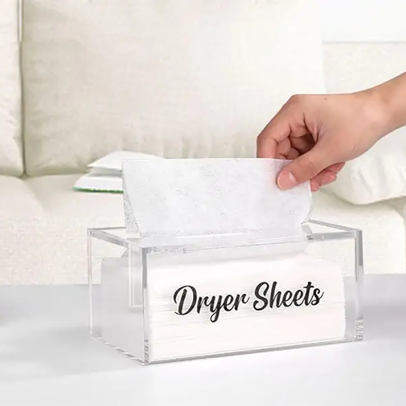 Acrylic Dryer Sheet Dispenser with Hinged Lid Transparent Laundry Dryer Sheet Container Dryer Sheet Holder & Organization