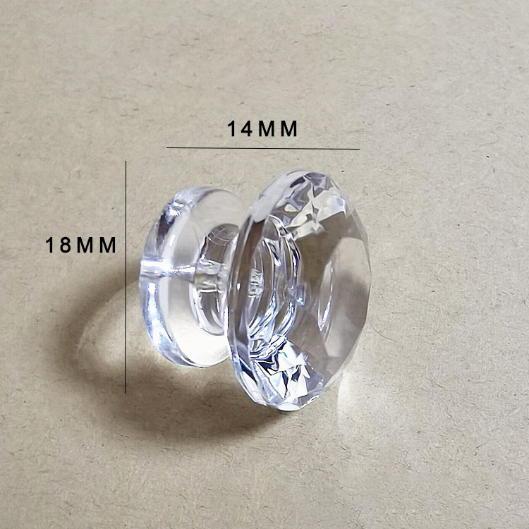 Hardware Furniture Accessories Transparent Acrylic Knobs Kitchen Cabinet Drawer knobs Clear Round Door Pull Handle with Diamond