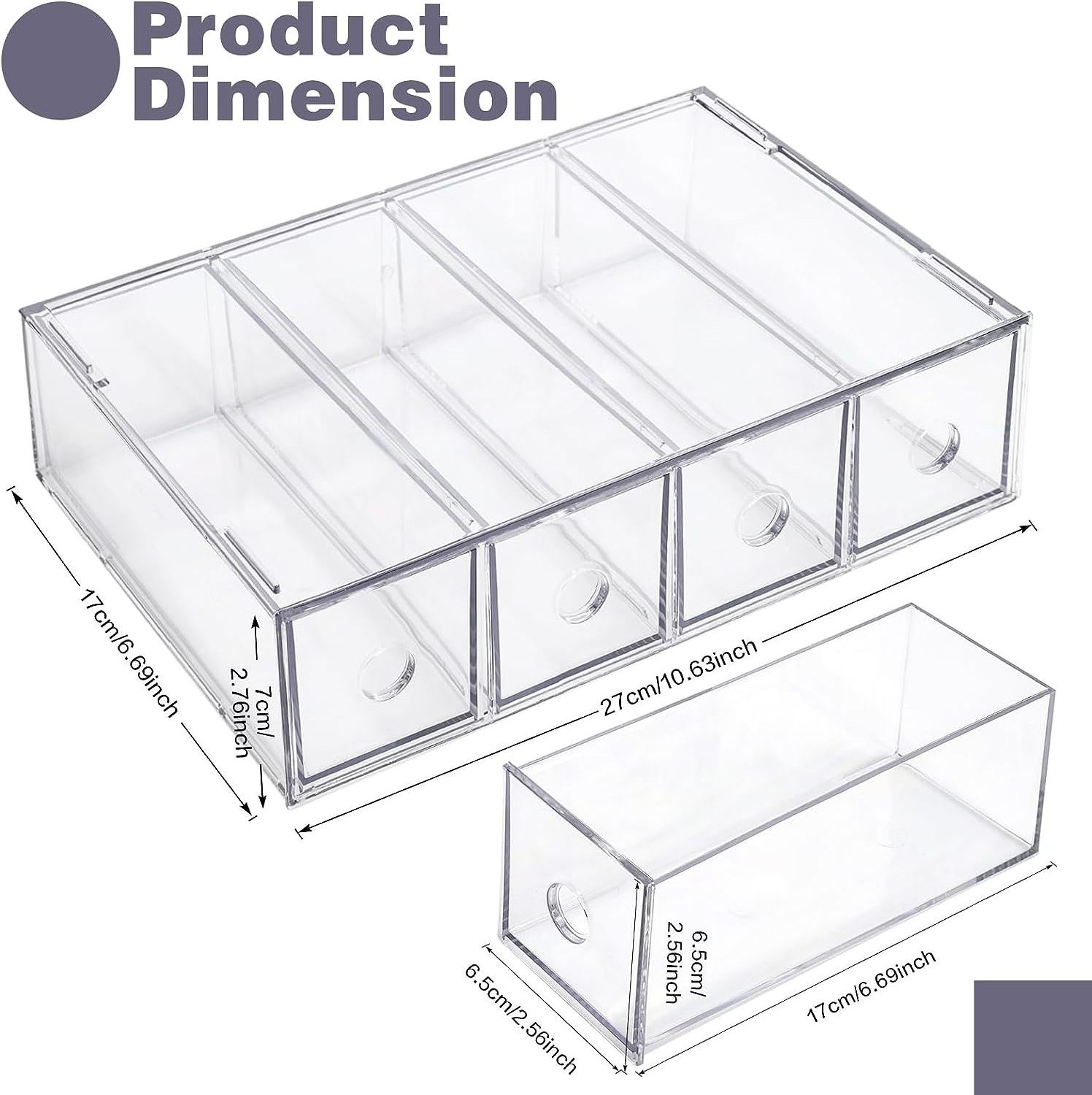 Custom Clear Acrylic Desk & Drawer Organizer Pencil Organizer for Desk & Drawer Storage Pen Marker Painting Display Rack