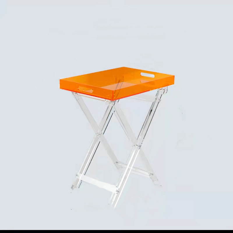 Colorful Acrylic Coffee Table Orange Pink Blue Folding End Beside Kitchen and Bar Serving Table