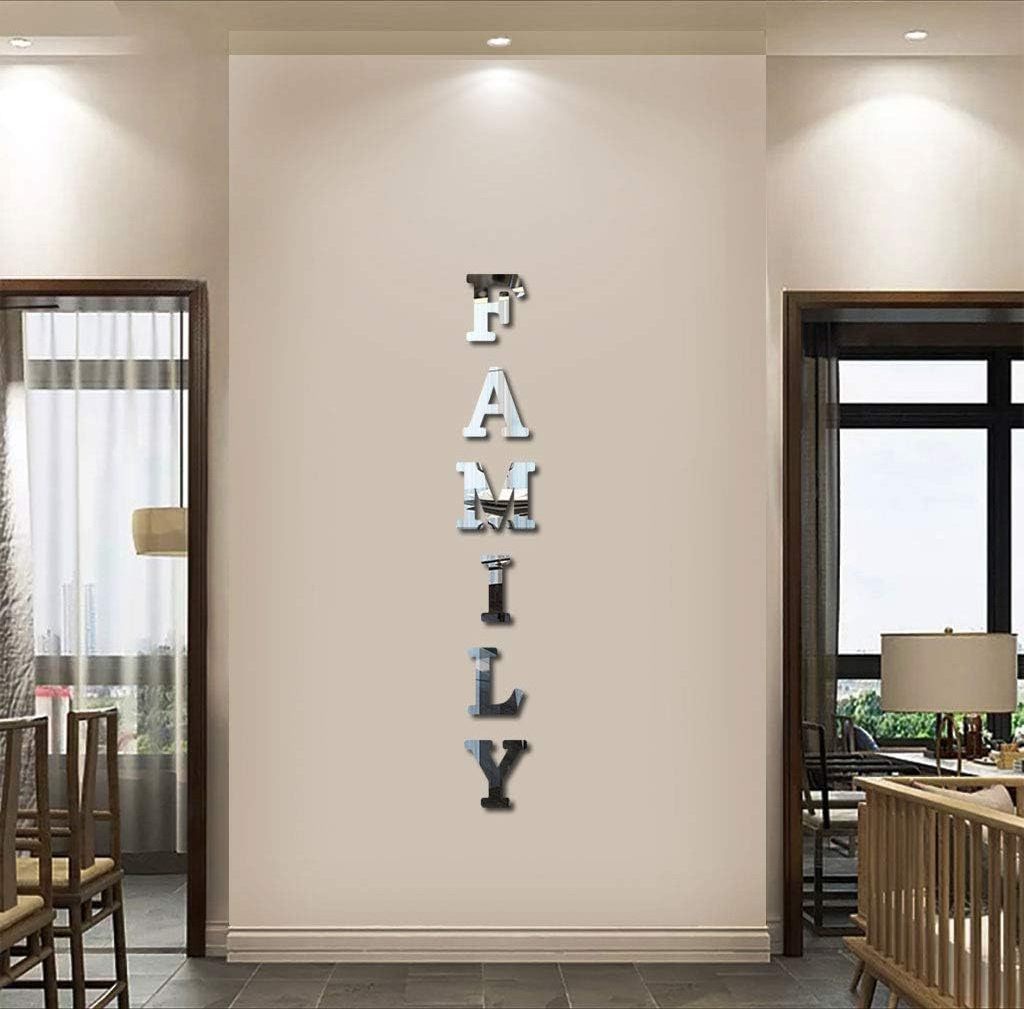 Acrylic Mirror Sticker Family Sign Letters Farmhouse Wall Decor Acrylic Decorative Mirror Wall Stickers for Home Family