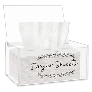 Acrylic Dryer Sheet Dispenser with Hinged Lid Transparent Laundry Dryer Sheet Container Dryer Sheet Holder & Organization