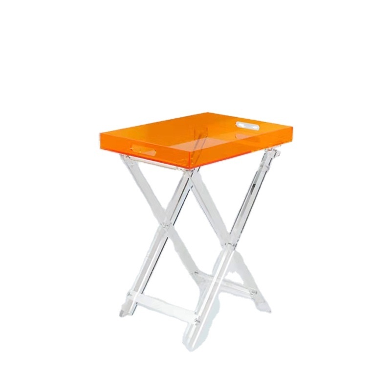 Colorful Acrylic Coffee Table Orange Pink Blue Folding End Beside Kitchen and Bar Serving Table