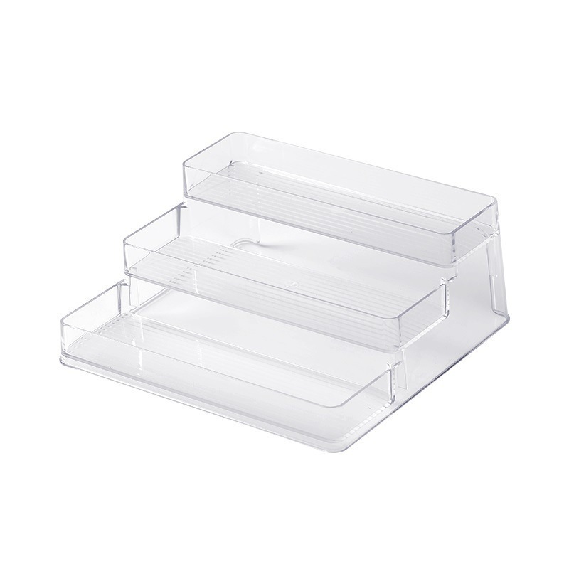 3 Tier Clear Plastic Spice Rack Organizer for Kitchen Cabinet Organizer Seasoning Pantry Display Shelf Wholesale