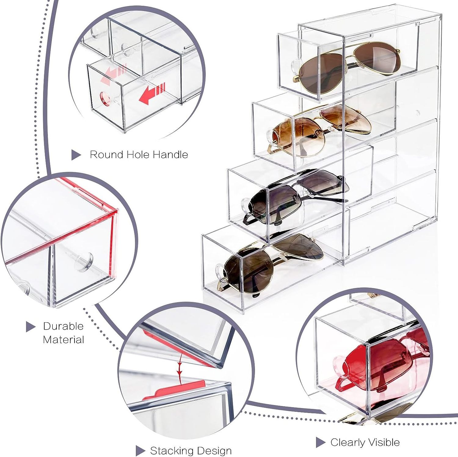 Custom Clear Acrylic Desk & Drawer Organizer Pencil Organizer for Desk & Drawer Storage Pen Marker Painting Display Rack