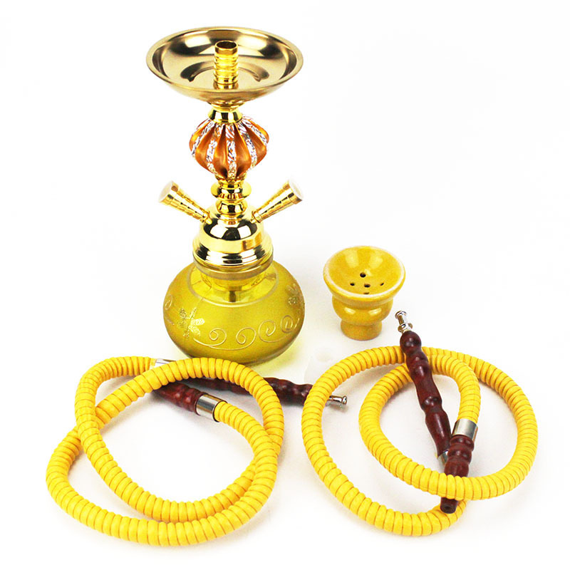 Portable Conventional Hookah with 2 Hose Glass Base Flask Shisha Nargile Sheesha Narguile Chicha Hookah