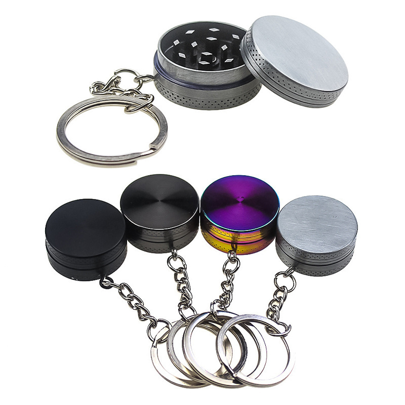 Creative 2-Layers Herb Tobacco Grinder with Keychain Cigarette Grinder Portable 30mm Spice Cigarette Herb Tobacco Crusher