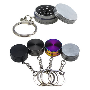 Creative 2-Layers Herb Tobacco Grinder with Keychain Cigarette Grinder Portable 30mm Spice Cigarette Herb Tobacco Crusher