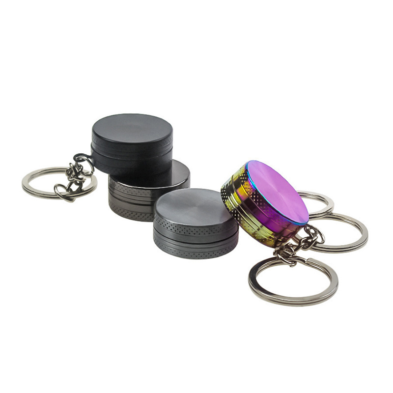 Creative 2-Layers Herb Tobacco Grinder with Keychain Cigarette Grinder Portable 30mm Spice Cigarette Herb Tobacco Crusher