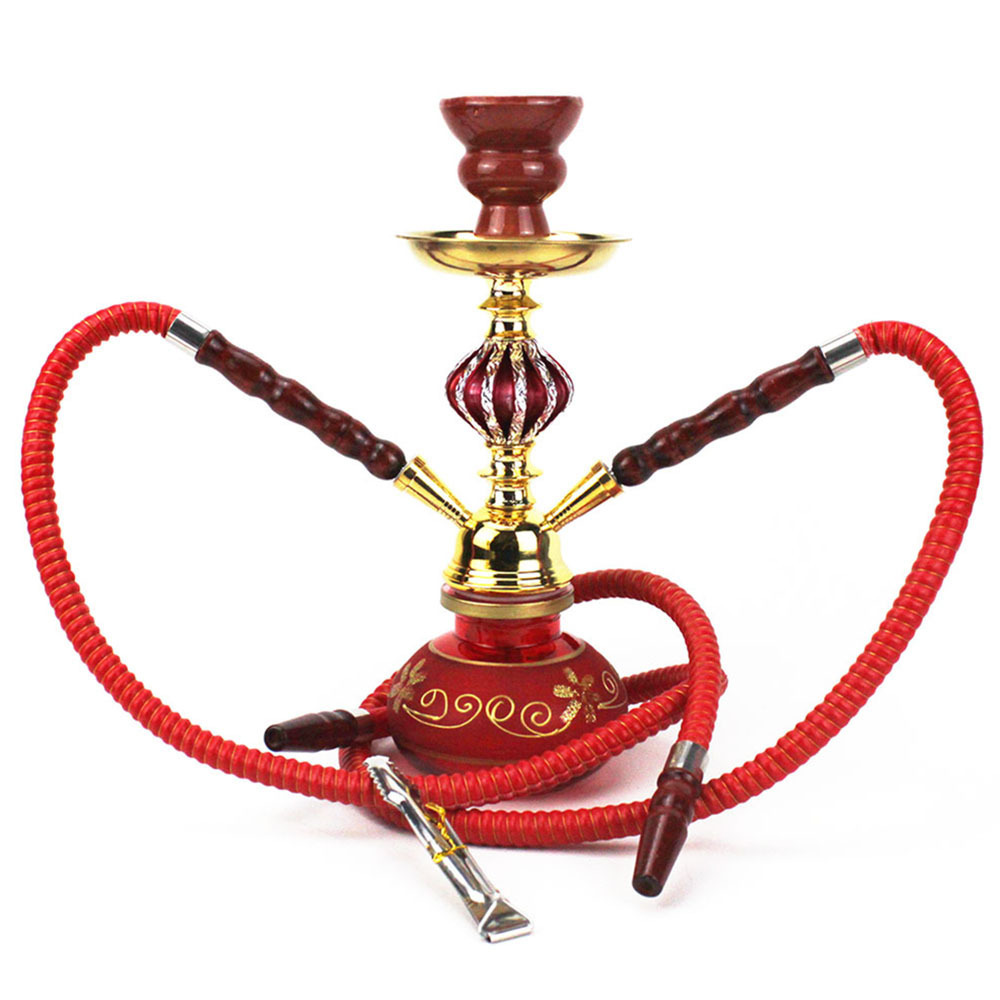 Portable Conventional Hookah with 2 Hose Glass Base Flask Shisha Nargile Sheesha Narguile Chicha Hookah