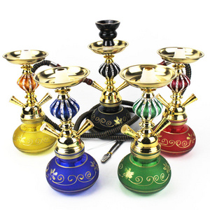 Portable Conventional Hookah with 2 Hose Glass Base Flask Shisha Nargile Sheesha Narguile Chicha Hookah