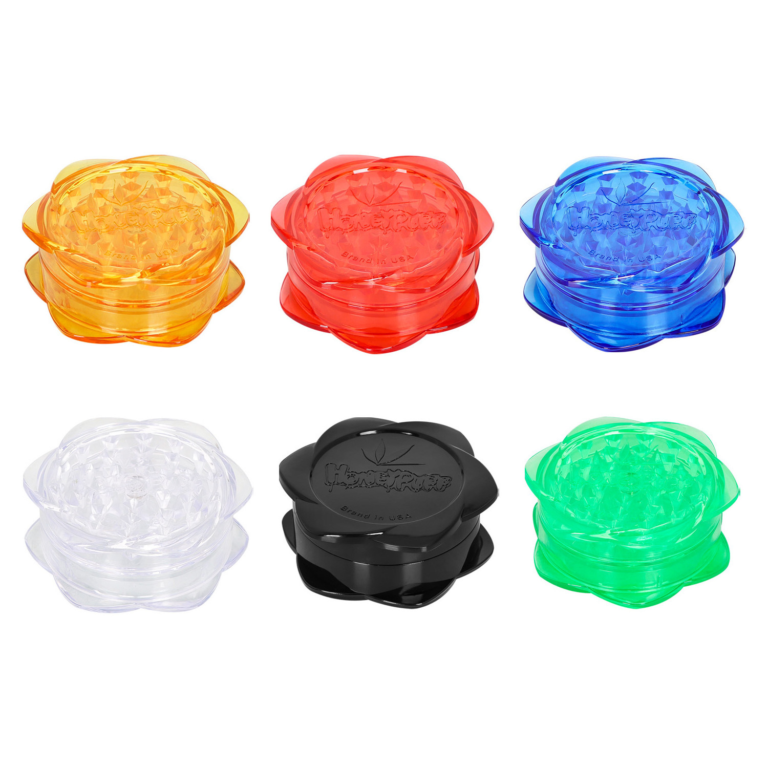 Wholesale Flowers Shape Plastic Herb Grinder 3 Layers 67mm Acrylic Manual Tobacco Grinder Crusher