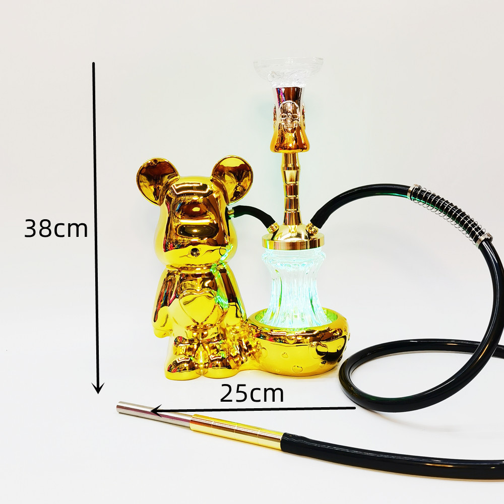 PINK Middle East Arabian shisha resin LED hookah love bear shape hookah bar KTV Hot light Electroplating Aluminum hookah