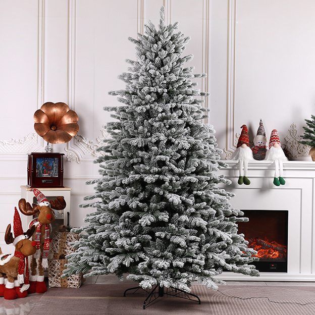 Christmas tree with lights prelit artificial flocked PVC Christmas tree commercial outdoor Christmas tree white