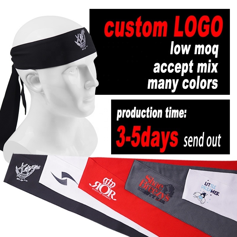 low moq Custom logo headbands Quick Dry Wicking Polyester headtie Head Tie sports Headband