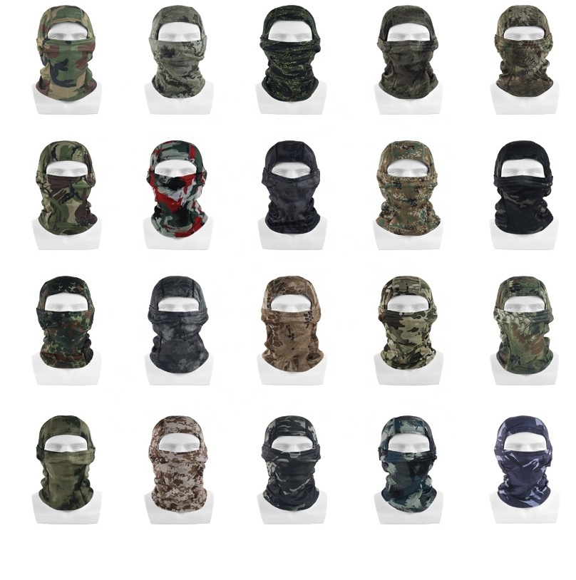 Cheap knitted face balaclava hoodie ski mask one hole CS camo Multi piece balaclava for outdoor