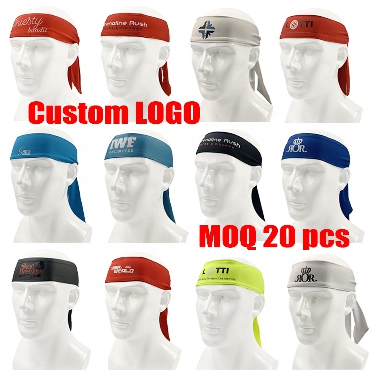 low moq Custom logo headbands Quick Dry Wicking Polyester headtie Head Tie sports Headband