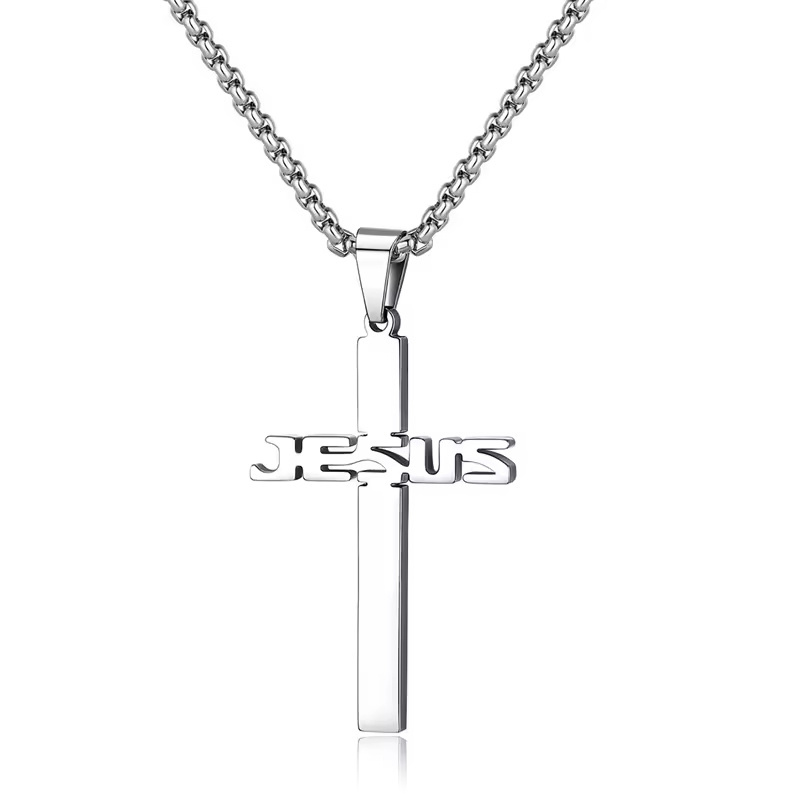 Hot-sale Personality Christian Jesus Cross Pendant Necklace Wholesale Stainless Steel Cross Necklace For Men