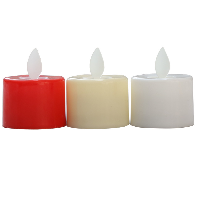 2023 popular votive battery operated plastic flameless religious mini led tea lights candles with moving wick flickering flame