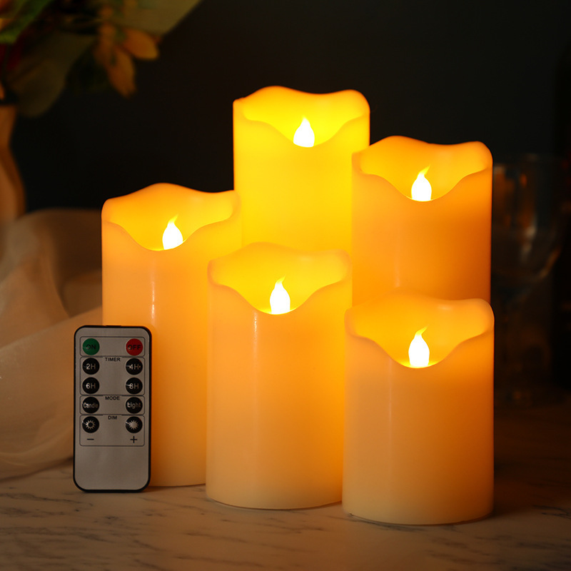 MZ 3D flameless ivory real wax candles battery operated flickering candles with remote and timer