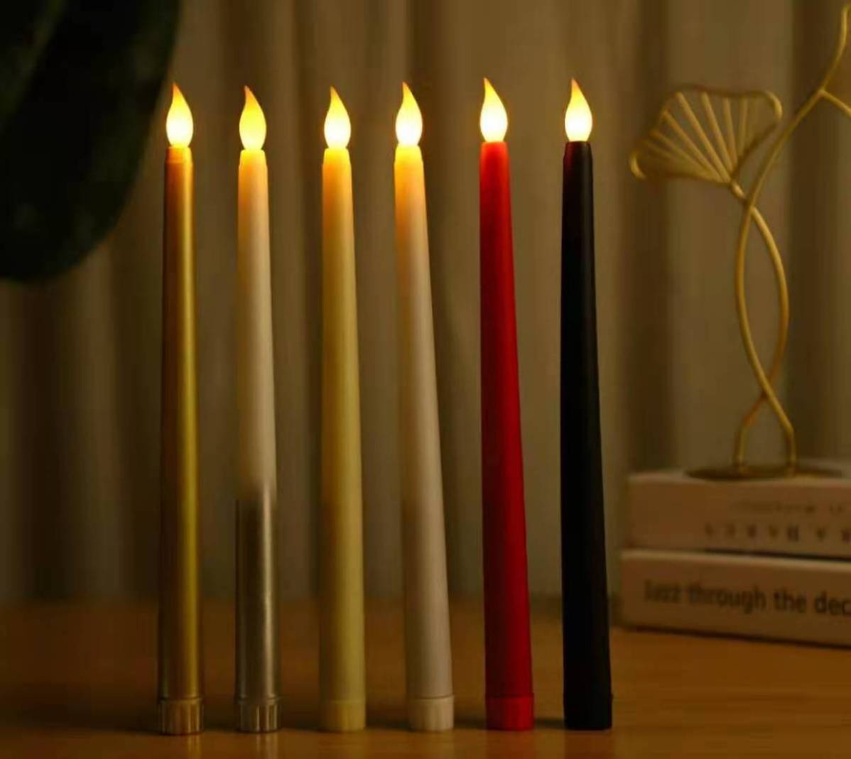 Flameless Taper Candles Flickering Battery Operated Realistic Electric LED Candle sticks Made of Plastic for Home Decor