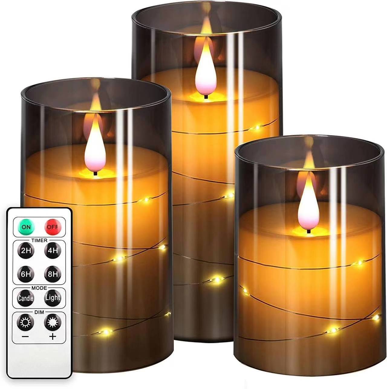 Acrylic Flameless Candle Battery operated Starlight Fairy Tale Light Unbreakable candles with Remote Control Timer Set of 3