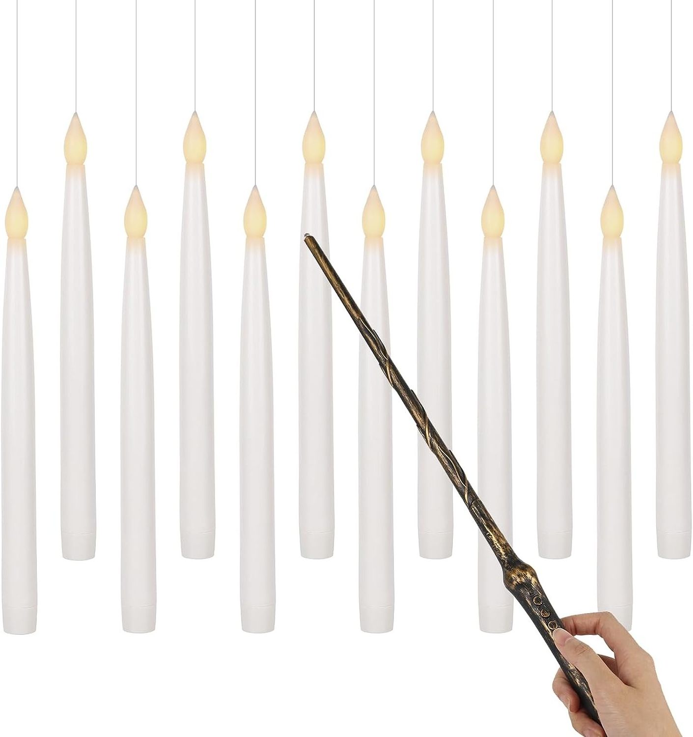 MZ factory wholesale12Pcs Flameless Candles with Magic Wand Remote halloween floating candles with remote