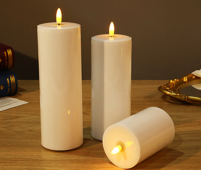 White plastic LED  flameless bullet Candles Flickering battery powered candles for the wedding Home Decor