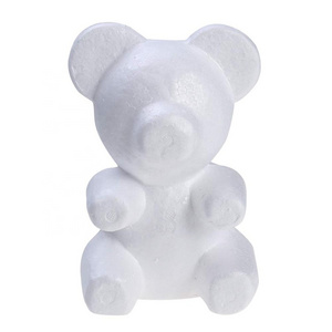 Factory White Smooth Polystyrene Bear Christmas Gift  Styrofoam Bear For Kids  DIY