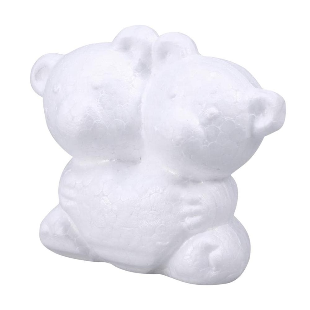 White Foam Siamessed Bear  Handmade DIY Craft Polystyrene Styrofoam Two Bear  for Christmas Kids Gift