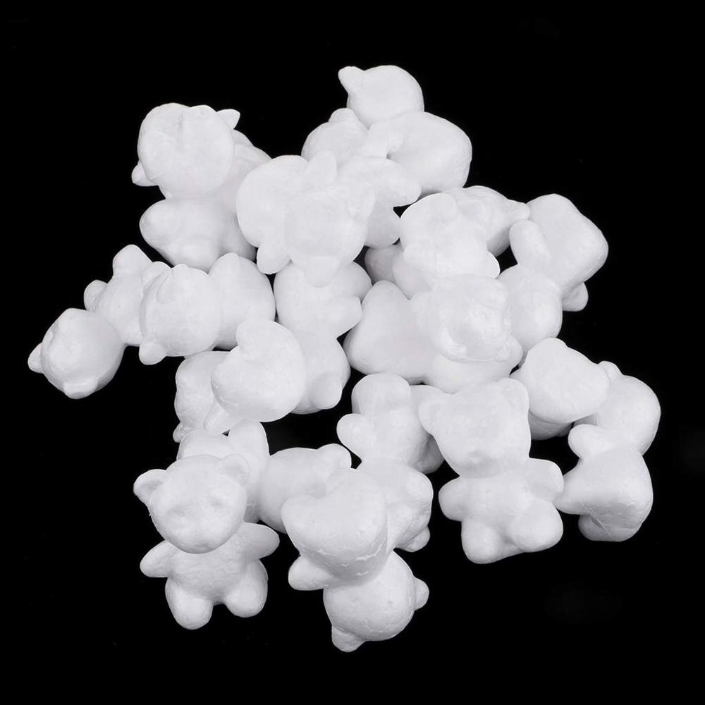 White Small  Bear Shaped Styrofoam Foam Polystyrene Ornaments DIY Craft  Bear for  Decoration