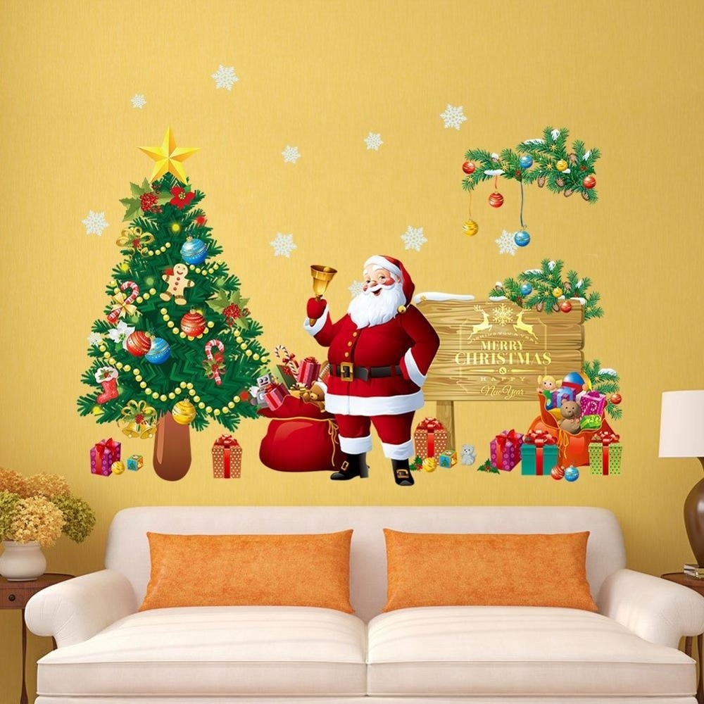 Merry Christmas Window Sticker Window Wall  Holiday Winter Christmas Home Decorations Santa Claus Stickers