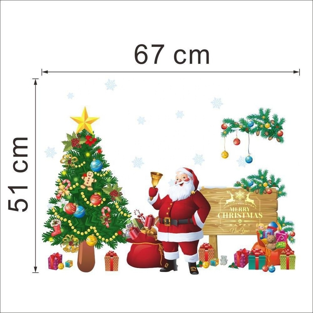 Merry Christmas Window Sticker Window Wall  Holiday Winter Christmas Home Decorations Santa Claus Stickers