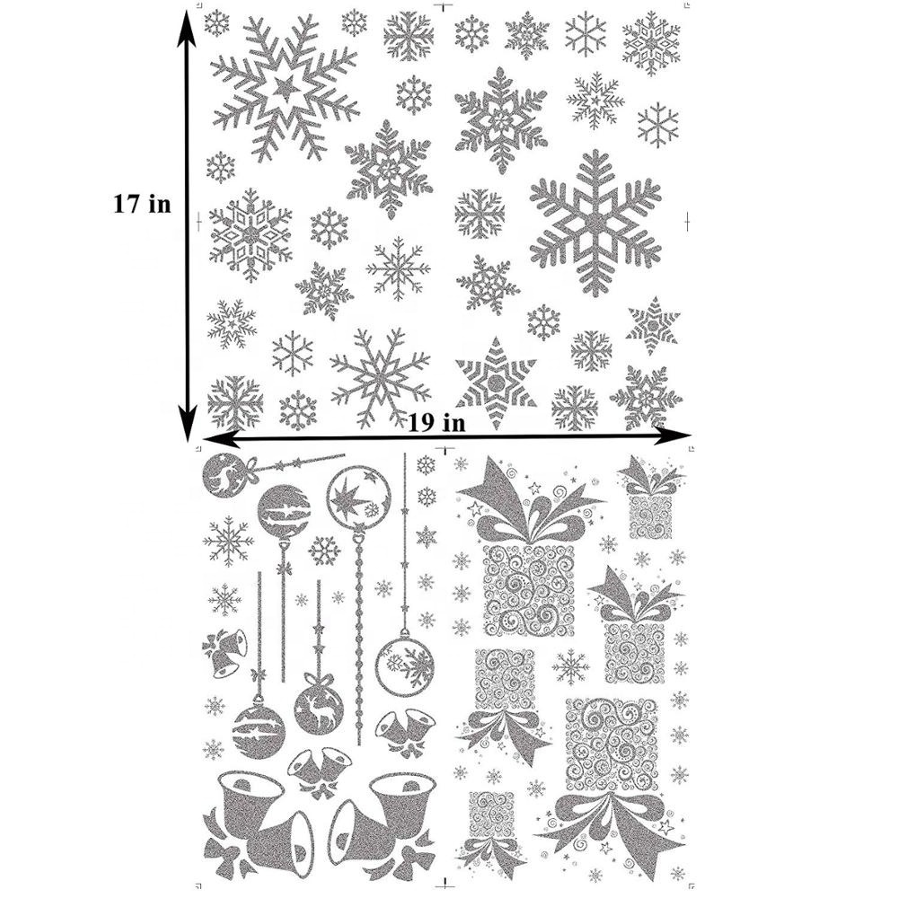 80 Pcs Glitter Snowflakes Window Wall Peel & Stick Decals Holiday Winter Christmas Home Decorations Snow White Stickers