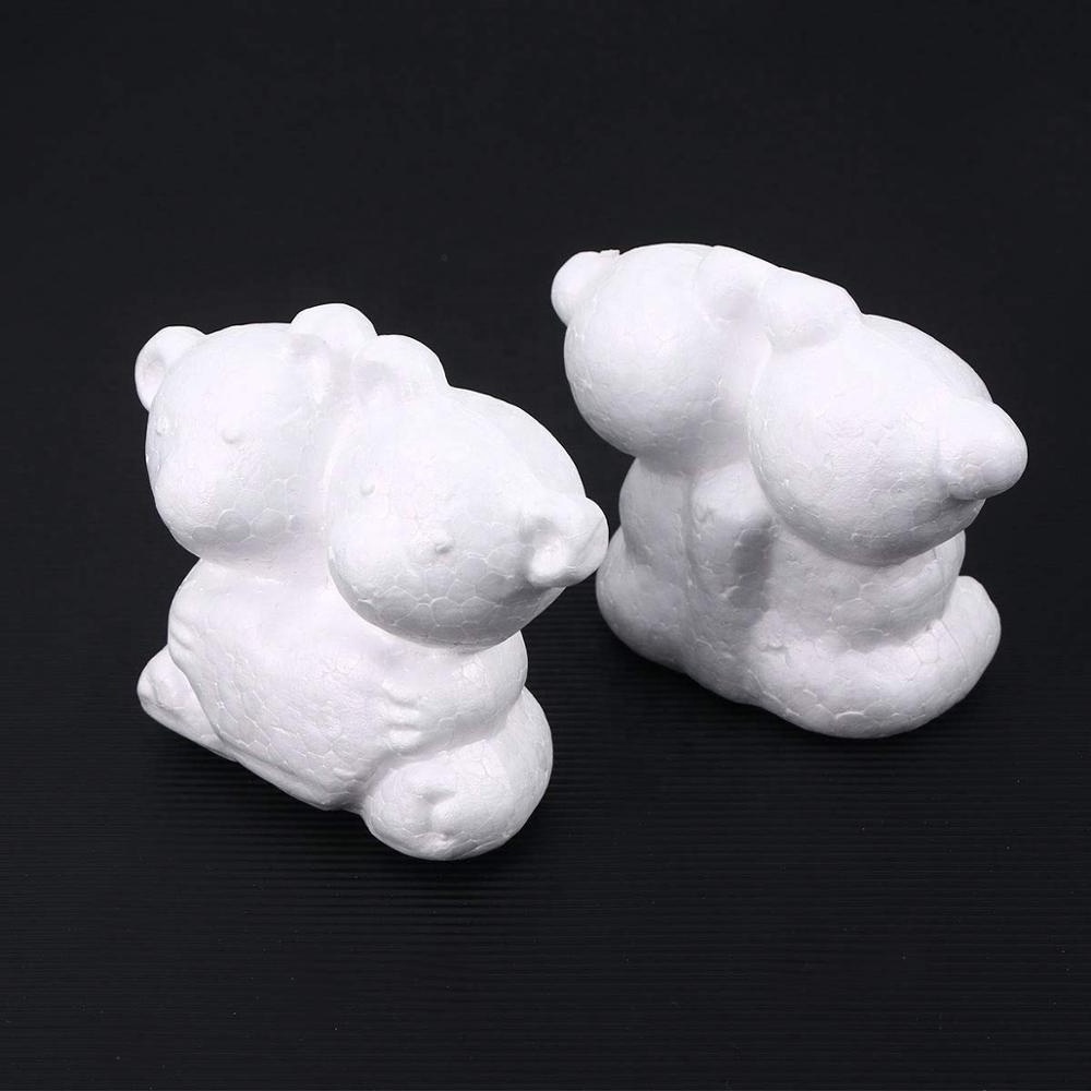 White Foam Siamessed Bear  Handmade DIY Craft Polystyrene Styrofoam Two Bear  for Christmas Kids Gift