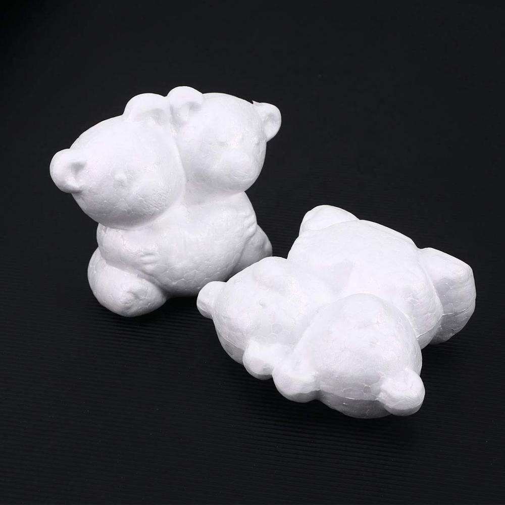 White Foam Siamessed Bear  Handmade DIY Craft Polystyrene Styrofoam Two Bear  for Christmas Kids Gift