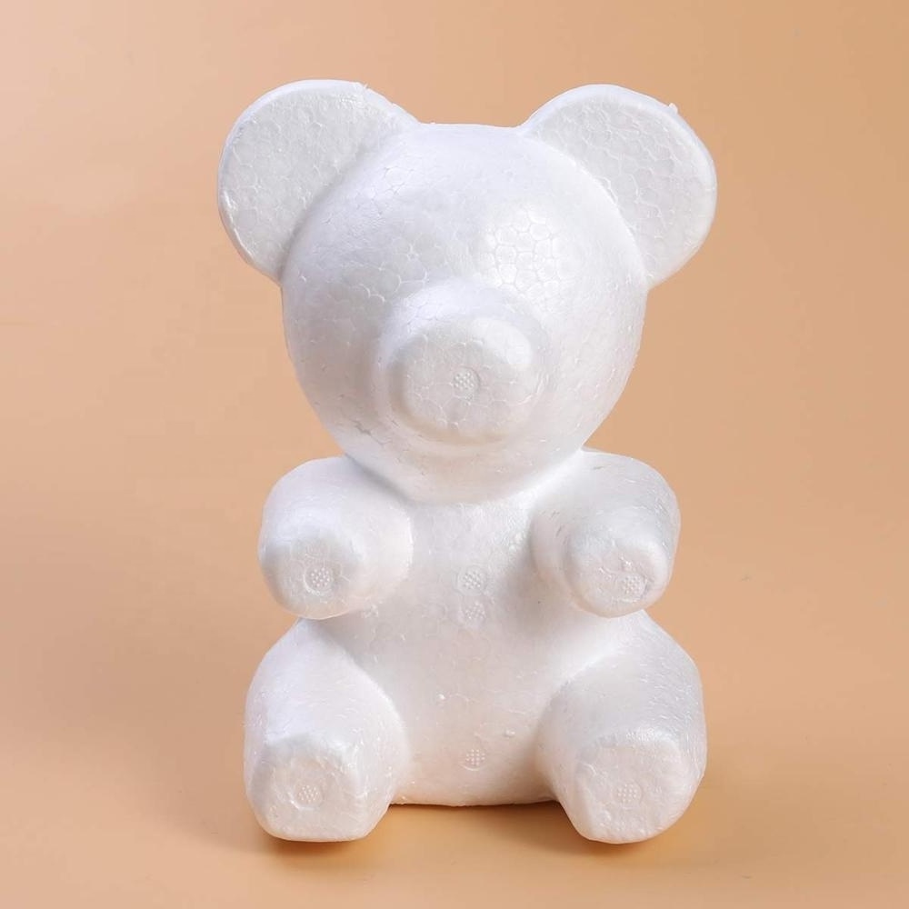 Factory White Smooth Polystyrene Bear Christmas Gift  Styrofoam Bear For Kids  DIY