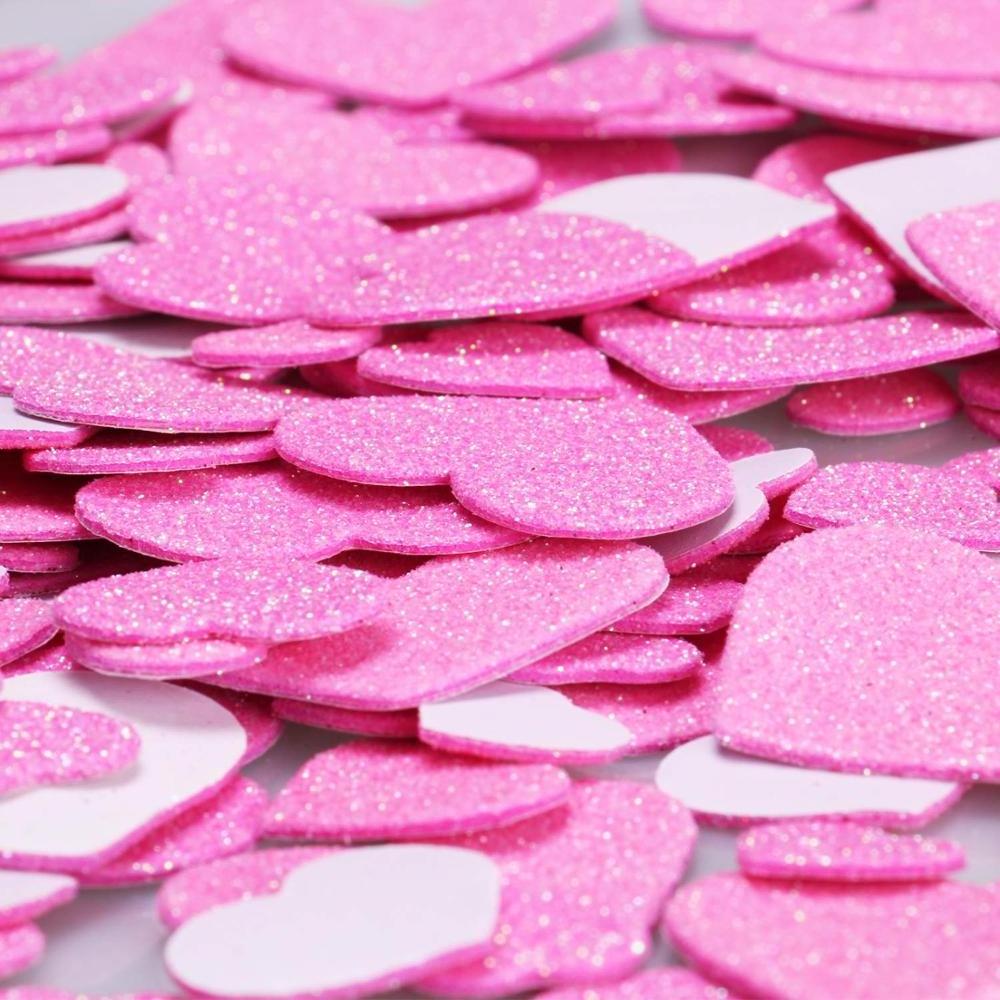 200 Pieces Foam Hearts Stickers Self-Adhesive Heart Stickers for Valentine's Day Decoration Craft (Pink)