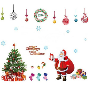 Merry Christmas Windows Stickers Santa Claus Removable Vinyl ChristmasTree  Wall Window Door Mural Decal Sticker For Showcase