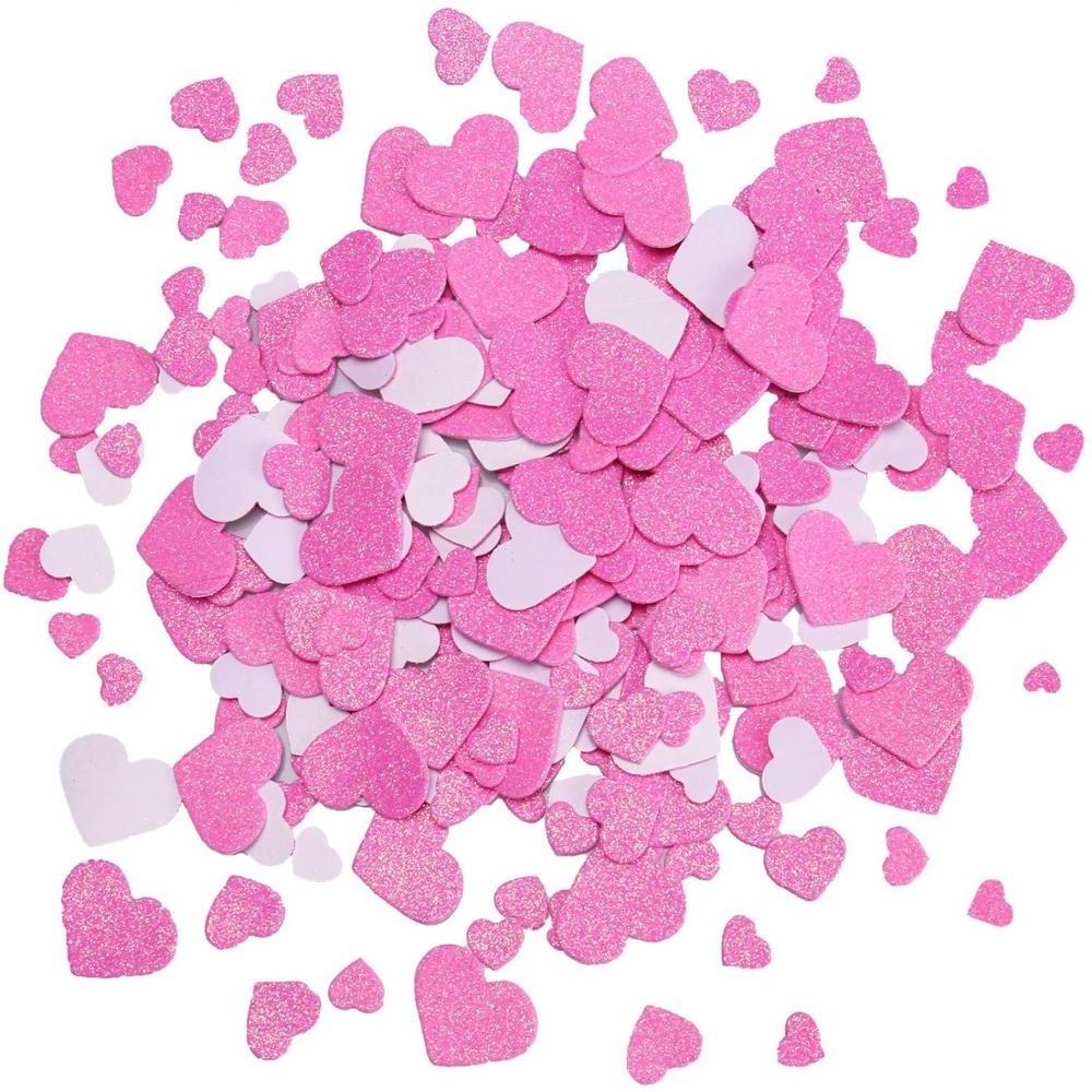 200 Pieces Foam Hearts Stickers Self-Adhesive Heart Stickers for Valentine's Day Decoration Craft (Pink)